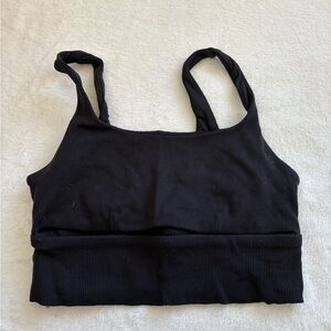 Black Ribbed Crop Top